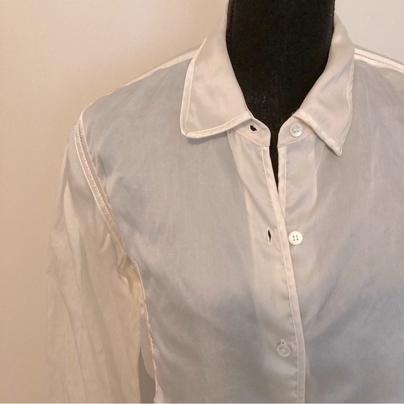 Vtg Sheer Emanuel Ungaro 100% Silk Button Down Shirt/Blouse Tie Front - Picture 2 of 11